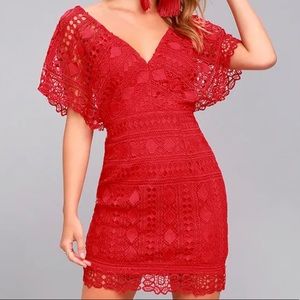 Lulu’s “First Kiss Lace Red Dress”